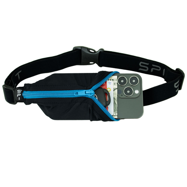 Spibelt Original Running Belt Black with Turquoise Zip SPIbelt