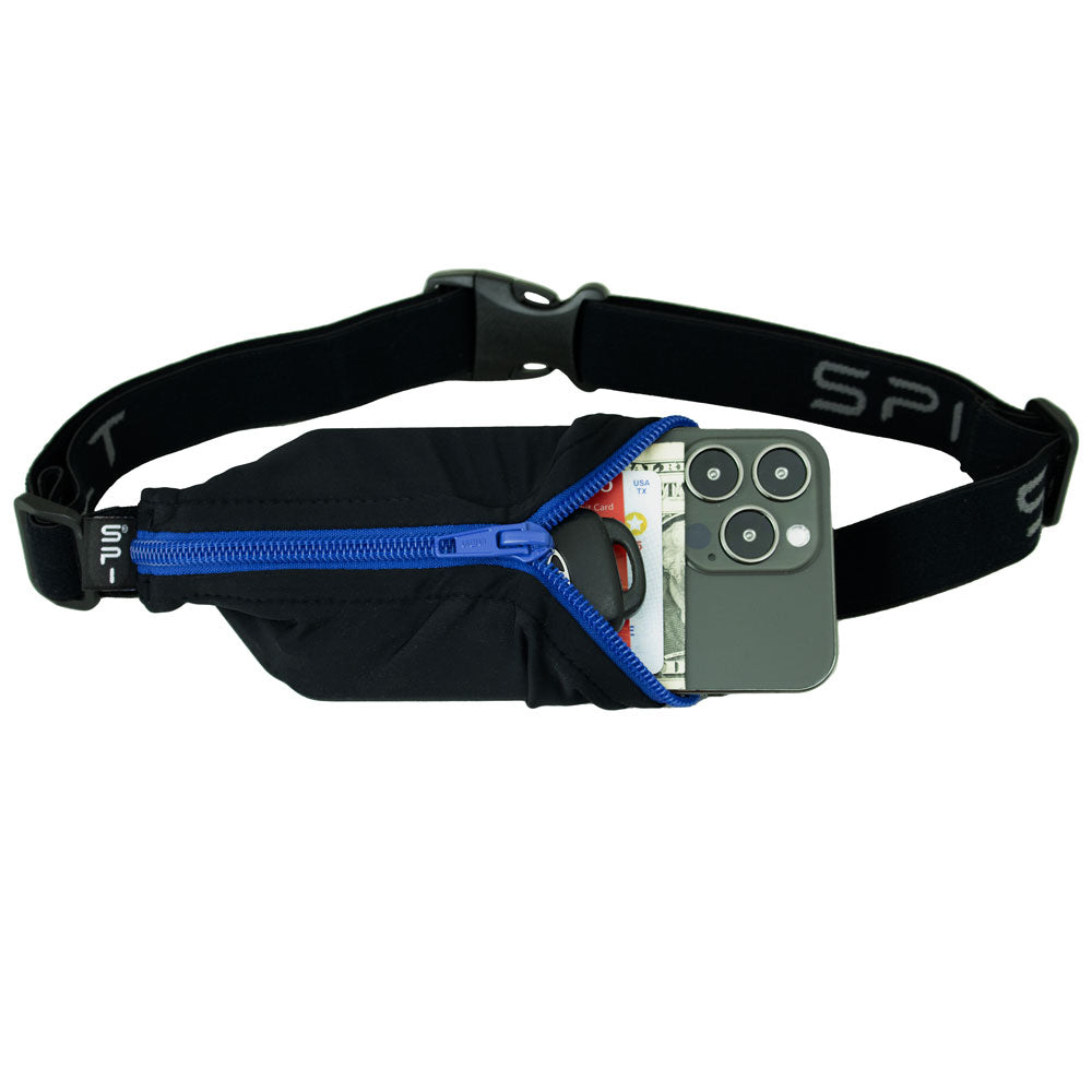 Spibelt Original Running Belt - Black with Blue Zip