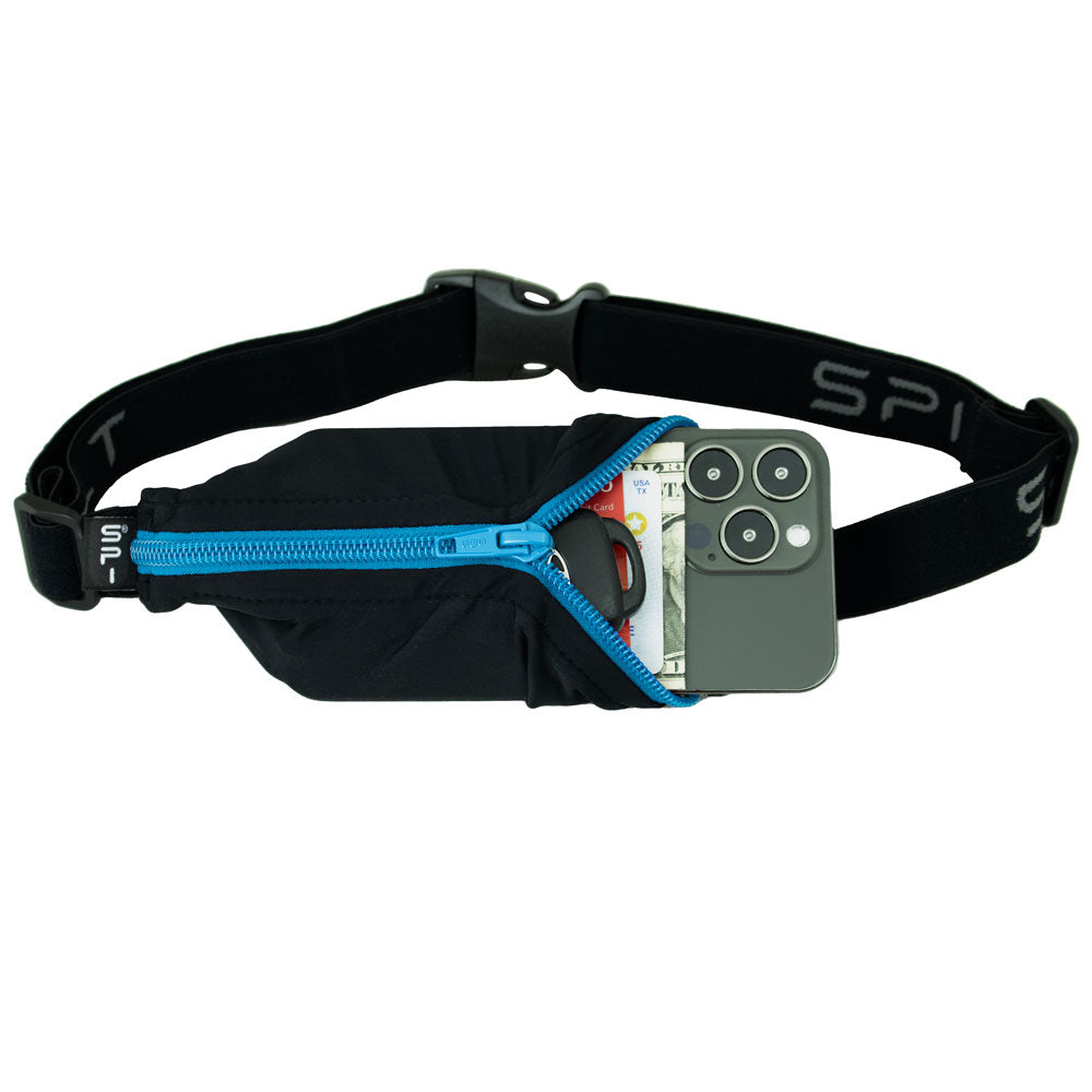 Spibelt Original Running Belt - Black with Turquoise Zip