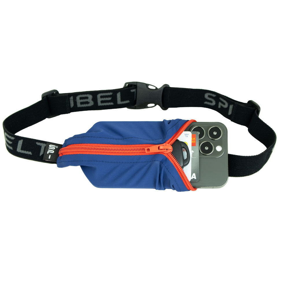 Spibelt Original Running Belt - Navy Blue/Red Zip